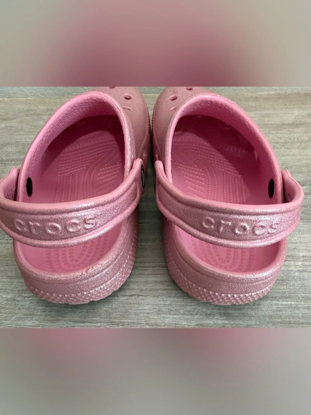 CROCS Glitter Pink Slip-On Waterproof Lightweight Clog Sandals Shoes 2